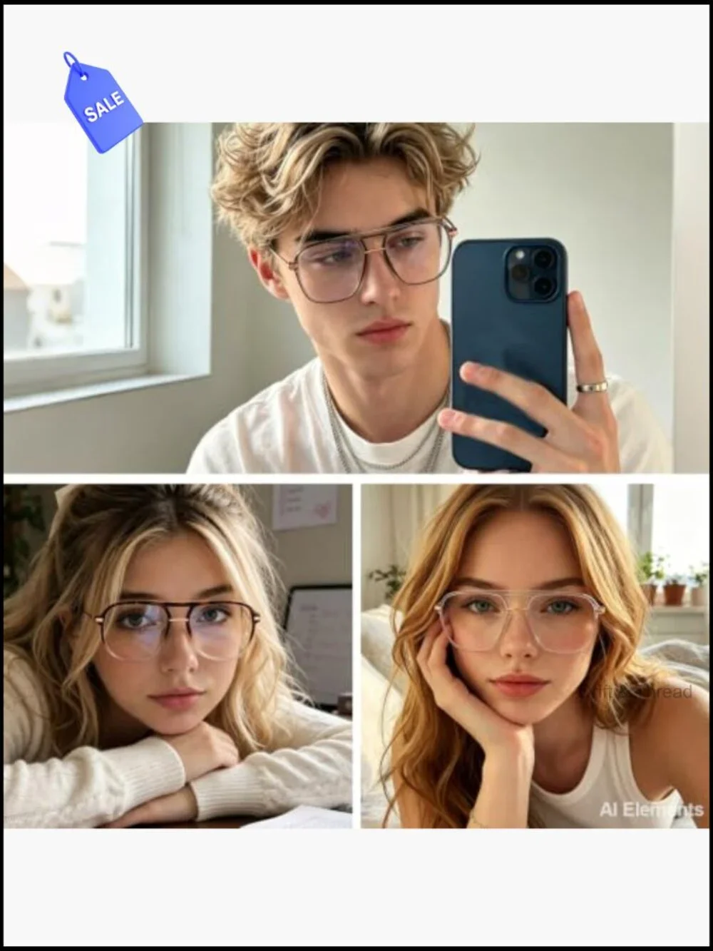 Oversized Aviator Blue Light Blocking Glasses for Women Men TR90 Frame Anti Eye